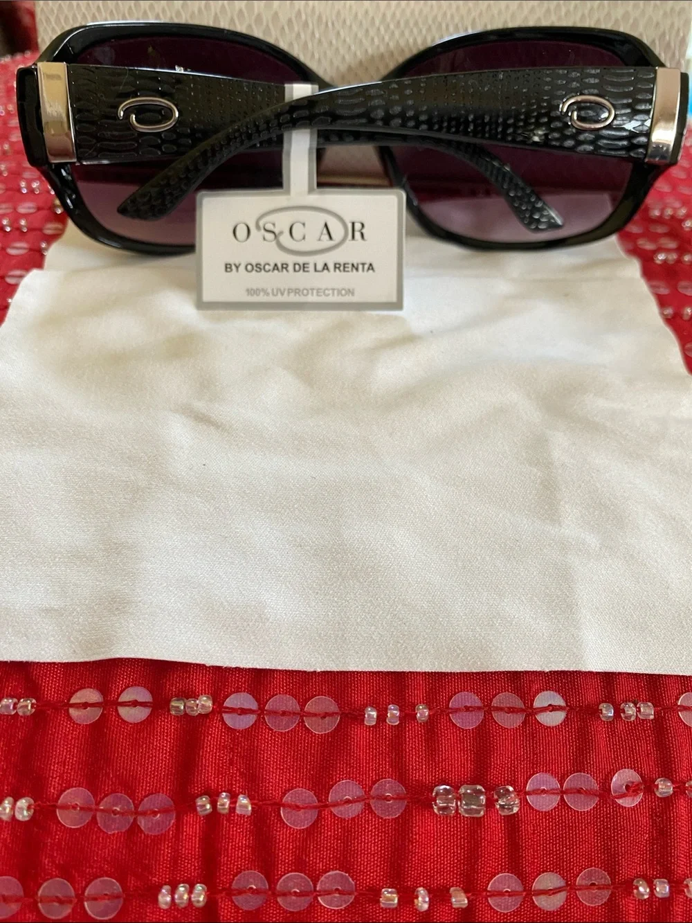 Oscar De La Renta Black Shiny Logo Snake Print Purple Graduated Lenses NWT